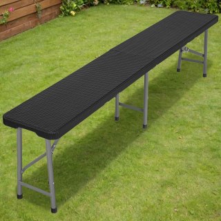 ŁAWKA CATERINGOWA SKŁADANA W WALIZKĘ 180 CM RATTAN CZARNA