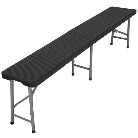 ŁAWKA CATERINGOWA SKŁADANA W WALIZKĘ 180 CM RATTAN CZARNA