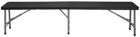 ŁAWKA CATERINGOWA SKŁADANA W WALIZKĘ 180 CM RATTAN CZARNA