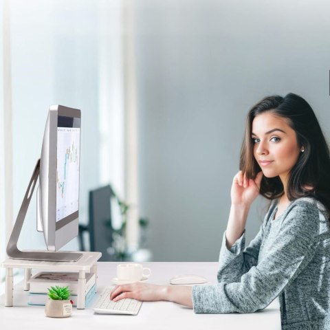 PODSTAWKA POD MONITOR LAPTOP MULING BIAŁA + SZUFLADA