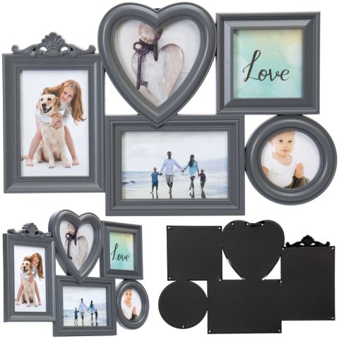 RAMKA NA ZDJĘCIA CORAZON 5 ZDJĘĆ SZARA