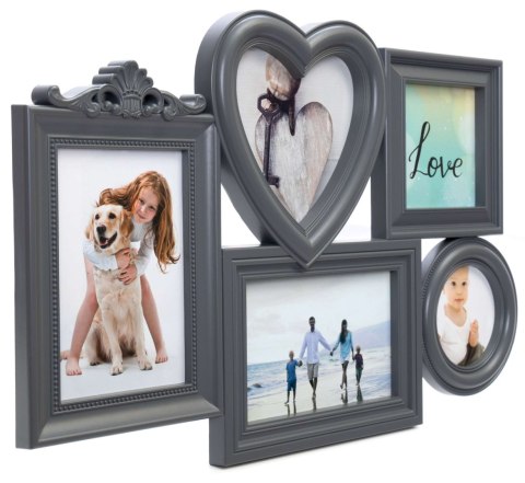 RAMKA NA ZDJĘCIA CORAZON 5 ZDJĘĆ SZARA