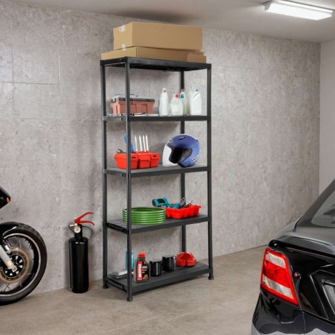 REGAŁ PLASTIKOWY MAXER 5 POZIOMÓW CZARNY