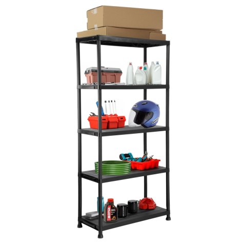 REGAŁ PLASTIKOWY MAXER 5 POZIOMÓW CZARNY