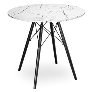 STOLIK OKRĄGŁY PARIS BLACK DTW 80 CM MARMUR BIAŁY