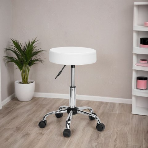 TABORET FRYZJERSKI KOSMETYCZNY TULSA BIAŁY