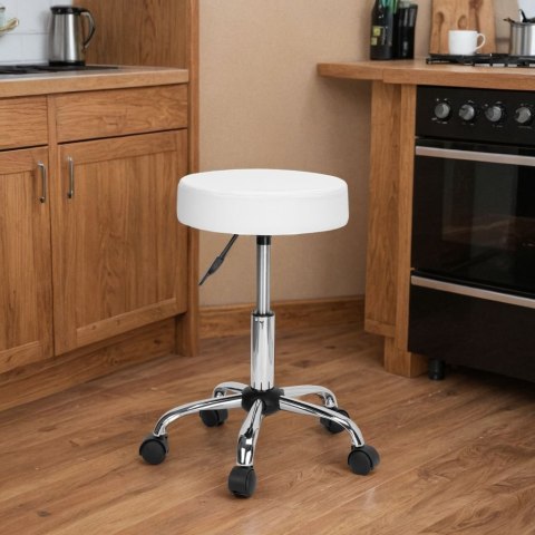 TABORET FRYZJERSKI KOSMETYCZNY TULSA BIAŁY