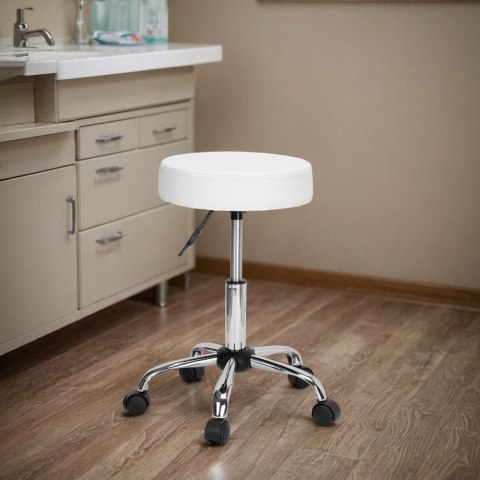 TABORET FRYZJERSKI KOSMETYCZNY TULSA BIAŁY