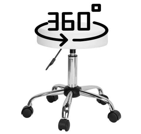 TABORET FRYZJERSKI KOSMETYCZNY TULSA BIAŁY