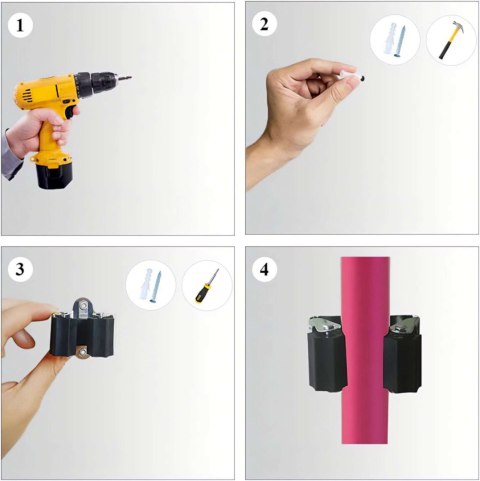 ZESTAW 10 WIESZAKÓW UCHWYTÓW NA NARZĘDZIA MIOTŁY APOLLO