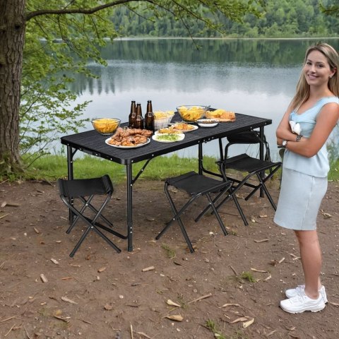 ZESTAW TURYSTYCZNY TRAMP KEMPINGOWY SKŁADANY 120X60 CM BLACK WOOD CZARNY