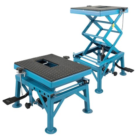 Podnośnik Motocyklowy Hydrauliczny Platforma 135 kg 87cm Niebieski stabilny