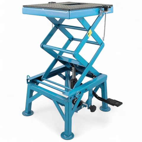 Podnośnik Motocyklowy Hydrauliczny Platforma 135 kg 87cm Niebieski stabilny