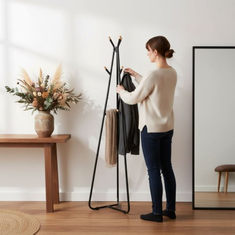 Wieszak stojący podłogowy stojak na kurtki ELIAN czarny