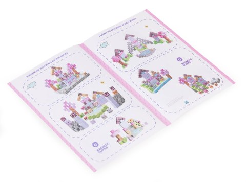 Klocki magnetyczne konstrukcyjne dla dzieci 140 elementów szcześcianny - różowe