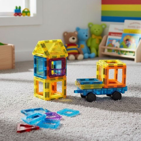 Klocki magnetyczne konstrukcyjne domek autko 45 elementów