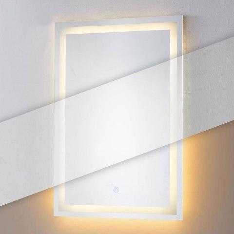 Lustro łazienkowe LED ścienne 50x70 cm 3 barwy włącznik dotykowy ModernHome