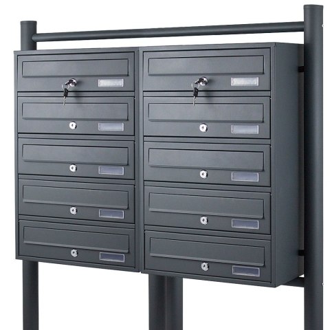 SKRZYNKA POCZTOWA LOKATORSKA 2x5 GRAFITOWA STAL NIERDZEWNA