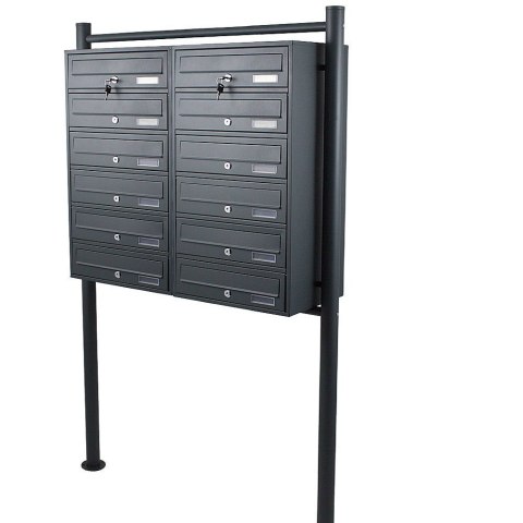 SKRZYNKA POCZTOWA LOKATORSKA 2x6 GRAFITOWA STAL NIERDZEWNA