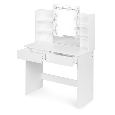 Duża toaletka kosmetyczna z lustrem i oświetleniem LED 3 barwy półki szuflady ModernHome