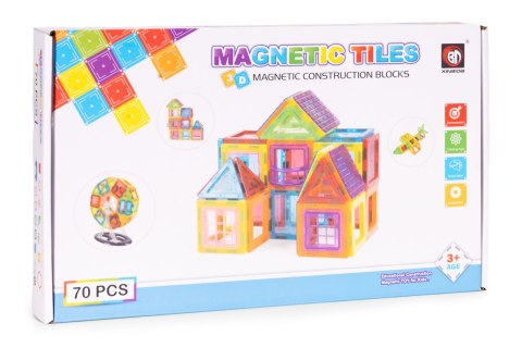 Klocki magnetyczne konstrukcyjne domek autko karuzela 70 elementów