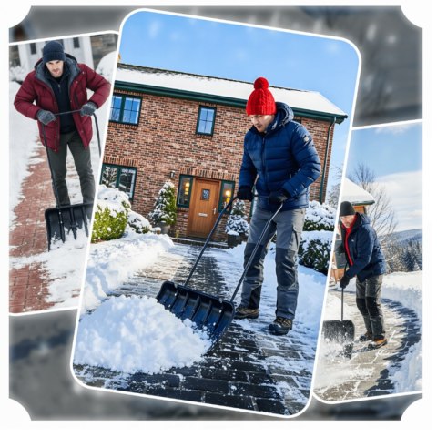 Łopata do śniegu zgarniacz pług śnieżny 80cm z rolkami aluminiowa krawędź