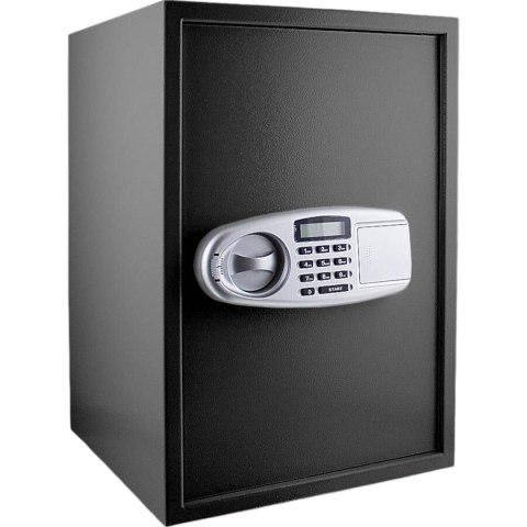 Sejf elektroniczny 52cm zamek kodowy 6-cyfrowy czarny stalowy na ścianę