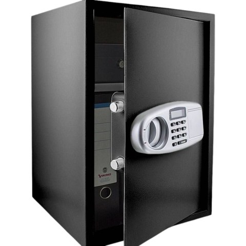 Sejf elektroniczny 52cm zamek kodowy 6-cyfrowy czarny stalowy na ścianę