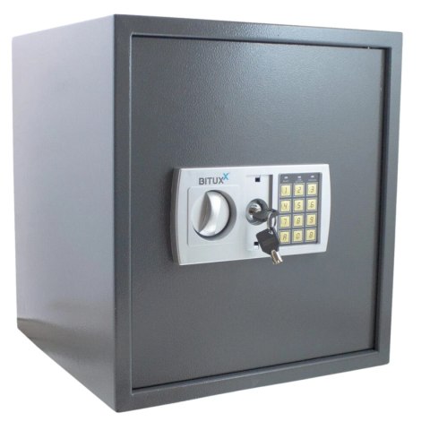 Sejf elektroniczny na dokumenty zamek kodowy 6-cyfrowy szary stalowy mocny