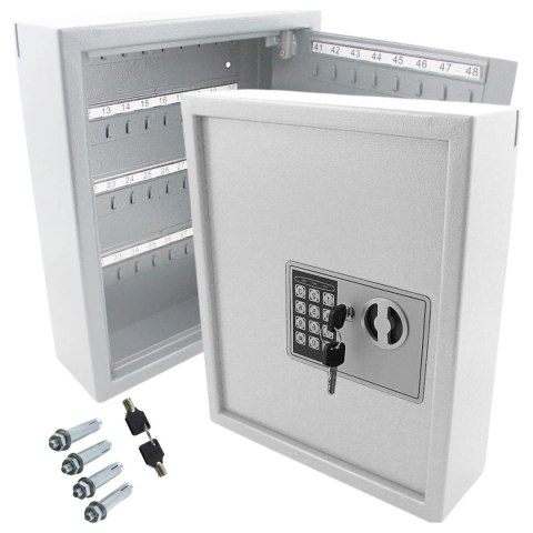 Sejf na klucze 48 haczyków zamek elektroniczny szyfrowy jasnoszary metalowy