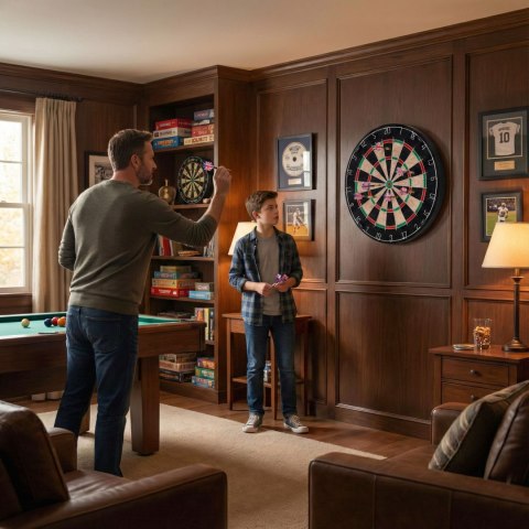 Tarcza do darta gry w rzutki lotki tablica sizalowa 46 cm zestaw 6 rzutek