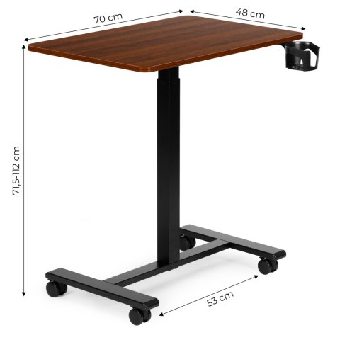 Mobilne biurko regulowane 70x48 cm stolik pod laptopa regulacja wysokości 71,5-112 cm ModernHome