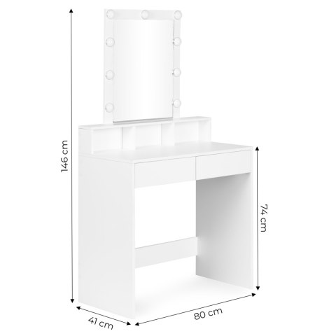 Toaletka kosmetyczna z lustrem i oświetleniem LED 3 barwy regulacja jasności ModernHome