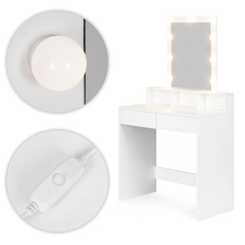 Toaletka kosmetyczna z lustrem i oświetleniem LED 4 szuflady taboret ModernHome