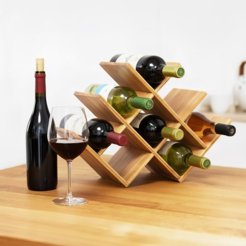 Bambusowy stojak na wino SOLARIS naturalny