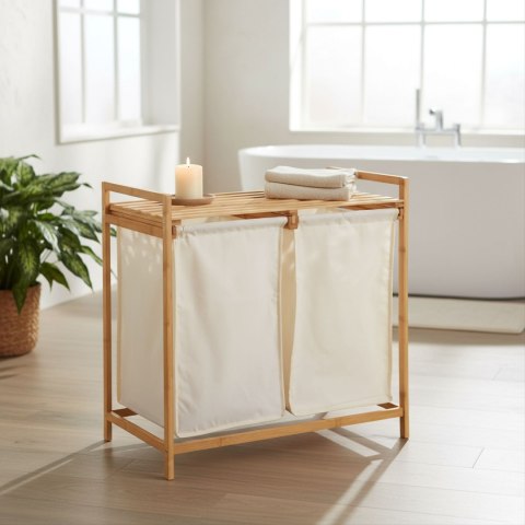 Kosz na pranie lub zabawki bambusowy HANOI 2 przegrody