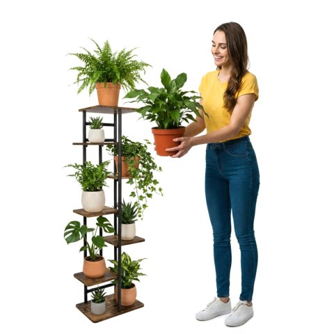 Kwietnik metalowy stojak na kwiaty BASTIAN rustic