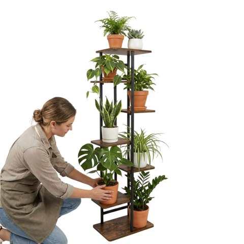 Kwietnik metalowy stojak na kwiaty BASTIAN rustic