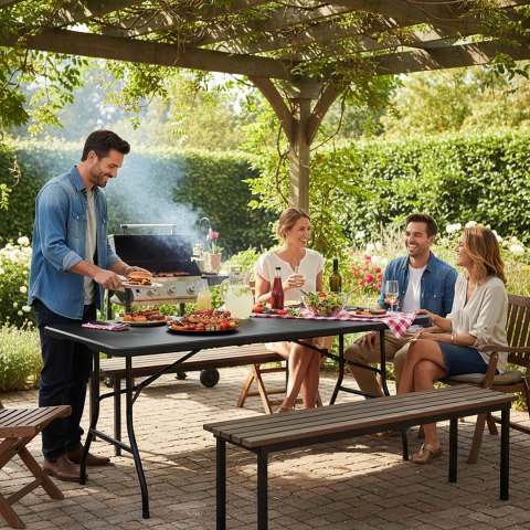 Stół cateringowy BALI BLACK składany w walizkę 180 cm czarny