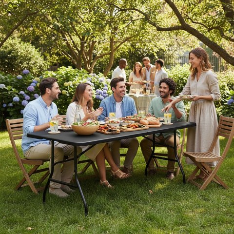 Stół cateringowy BALI BLACK składany w walizkę 180 cm czarny