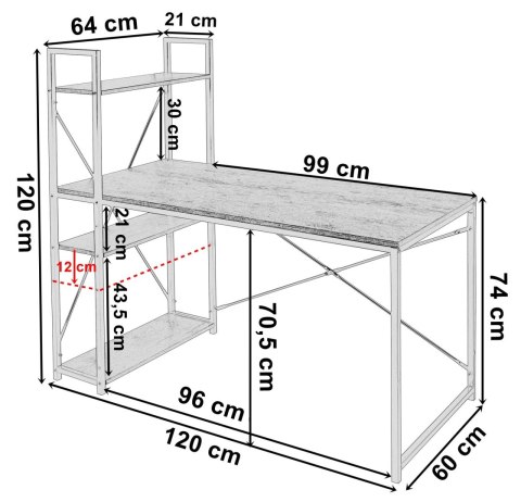 BIURKO INDUSTRIALNE LOFTOWE TROSA CRAFT