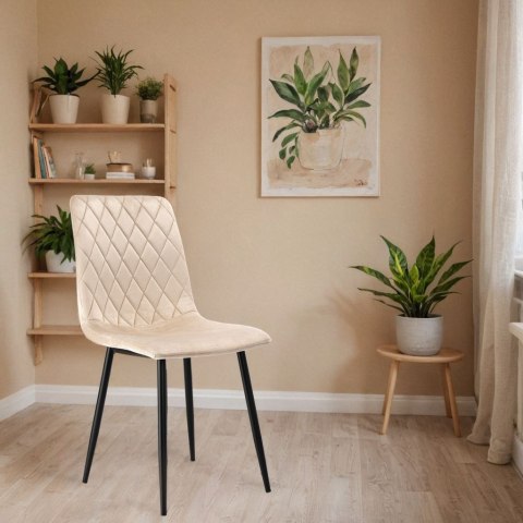 KRZESŁO TAPICEROWANE DEXTER BEŻOWE VELVET