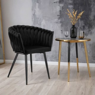 KRZESŁO WELUROWE PLECIONE COFTON BLACK VELVET CZARNY