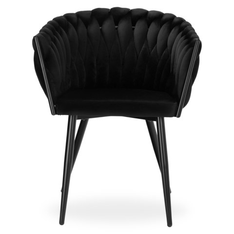 KRZESŁO WELUROWE PLECIONE COFTON BLACK VELVET CZARNY