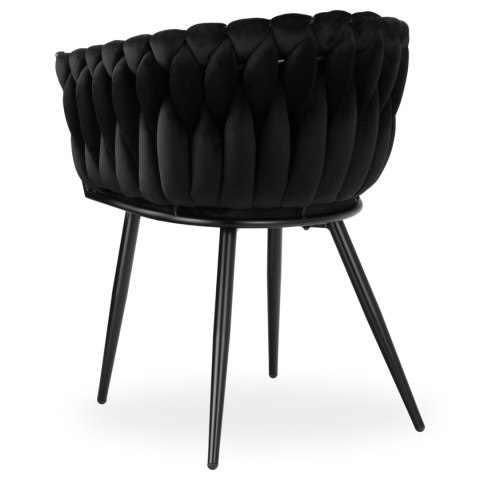 KRZESŁO WELUROWE PLECIONE COFTON BLACK VELVET CZARNY
