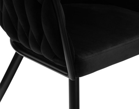 KRZESŁO WELUROWE PLECIONE COFTON BLACK VELVET CZARNY