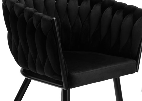 KRZESŁO WELUROWE PLECIONE COFTON BLACK VELVET CZARNY