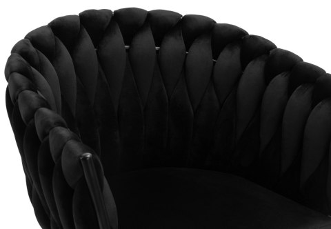 KRZESŁO WELUROWE PLECIONE COFTON BLACK VELVET CZARNY
