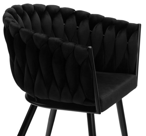 KRZESŁO WELUROWE PLECIONE COFTON BLACK VELVET CZARNY