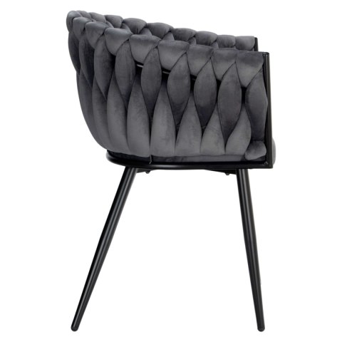 KRZESŁO WELUROWE PLECIONE COFTON BLACK VELVET GRAFITOWY